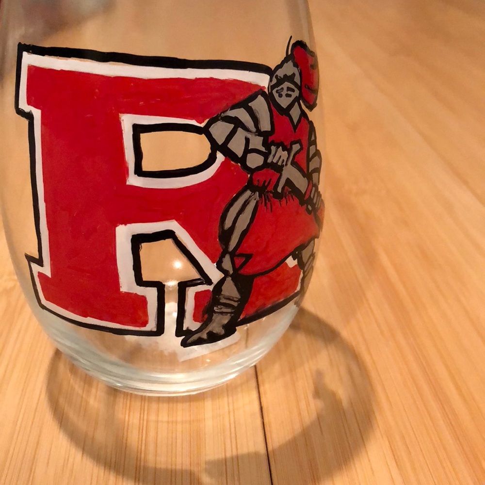 Hand painted Rutgers University glass